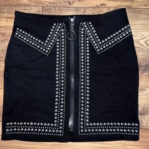 Embellished zip front skirt